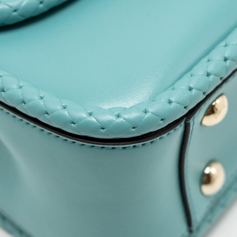 Salvatore Ferragamo Top Handle Flap Lock Bag Calfskin Turquoise LGHW