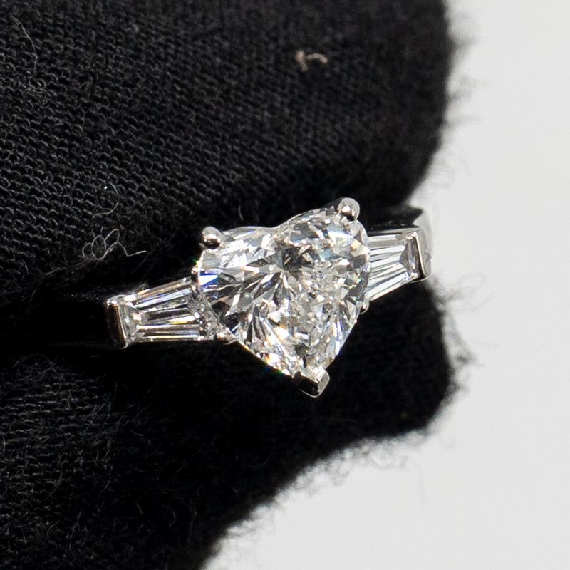 Graff Size 49 Promise Heater Shape Diamond Engagement Ring, 1.01 Carat, E Color, VS1, Platinum