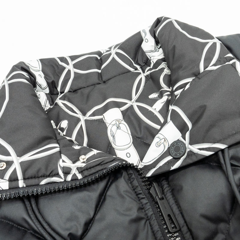 Hermes Size 40 Doudoune Courte Jacket Toile Plume Black SHW