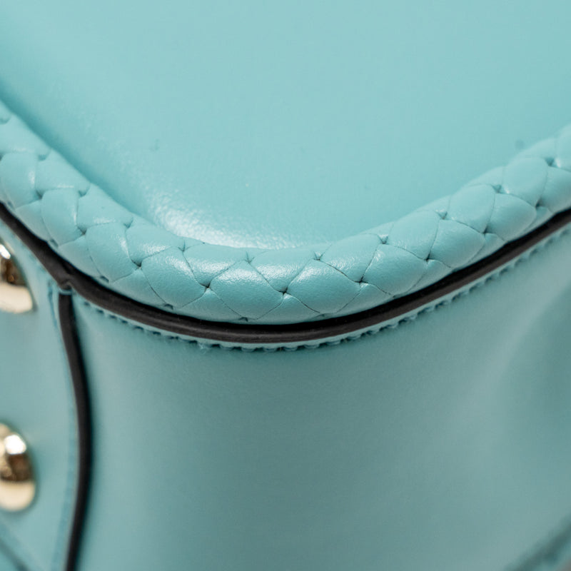 Salvatore Ferragamo Top Handle Flap Lock Bag Calfskin Turquoise LGHW
