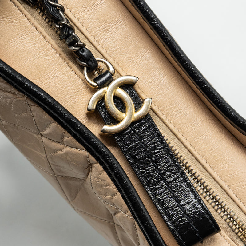 Chanel Small Gabrielle Hobo Bag Calfskin Beige Multicolour Hardware