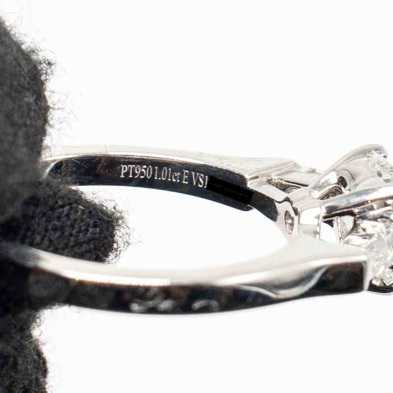 Graff Size 49 Promise Heater Shape Diamond Engagement Ring, 1.01 Carat, E Color, VS1, Platinum