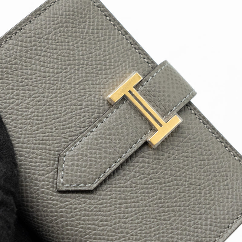 Hermes bearn mini wallet epsom gris Meyer GHW stamp U