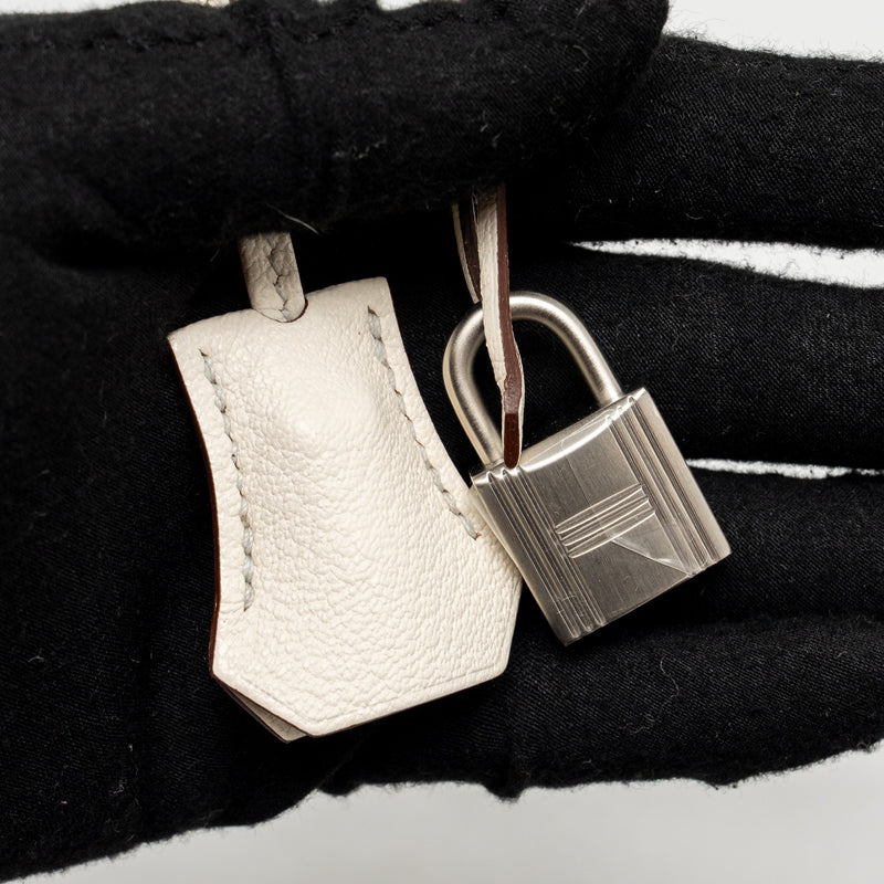 Hermes Birkin 25 Special Order Chèvre Mysore Gris Perle/Craie Brushed SHW Stamp U