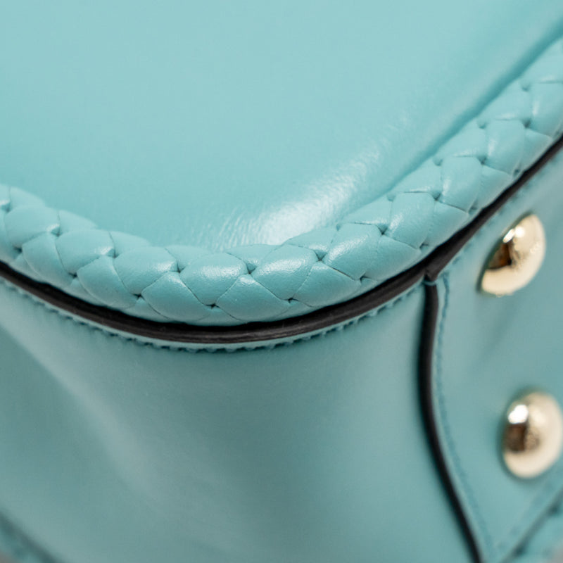Salvatore Ferragamo Top Handle Flap Lock Bag Calfskin Turquoise LGHW