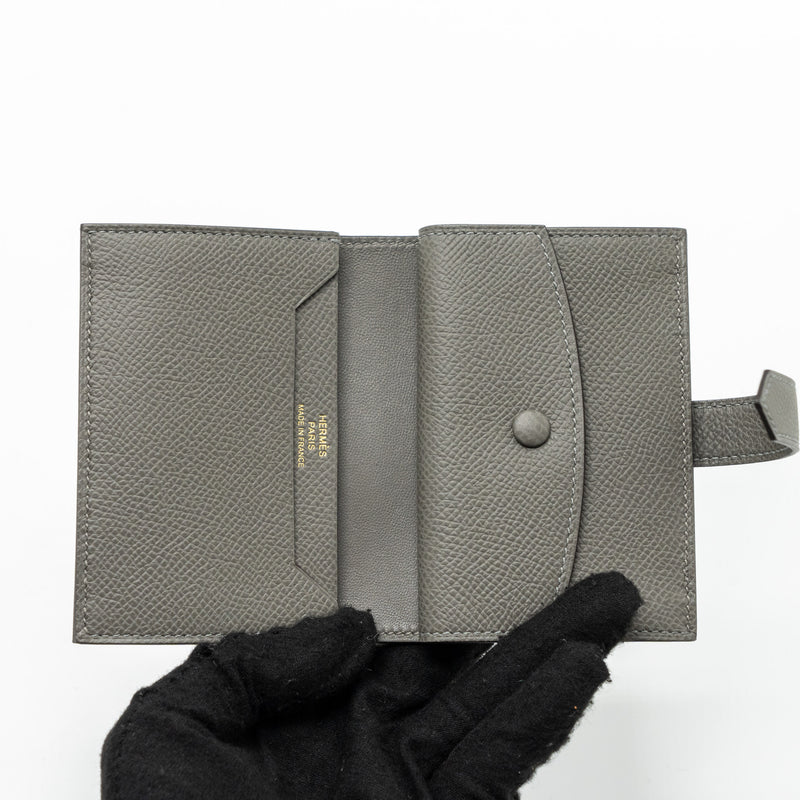 Hermes bearn mini wallet epsom gris Meyer GHW stamp U