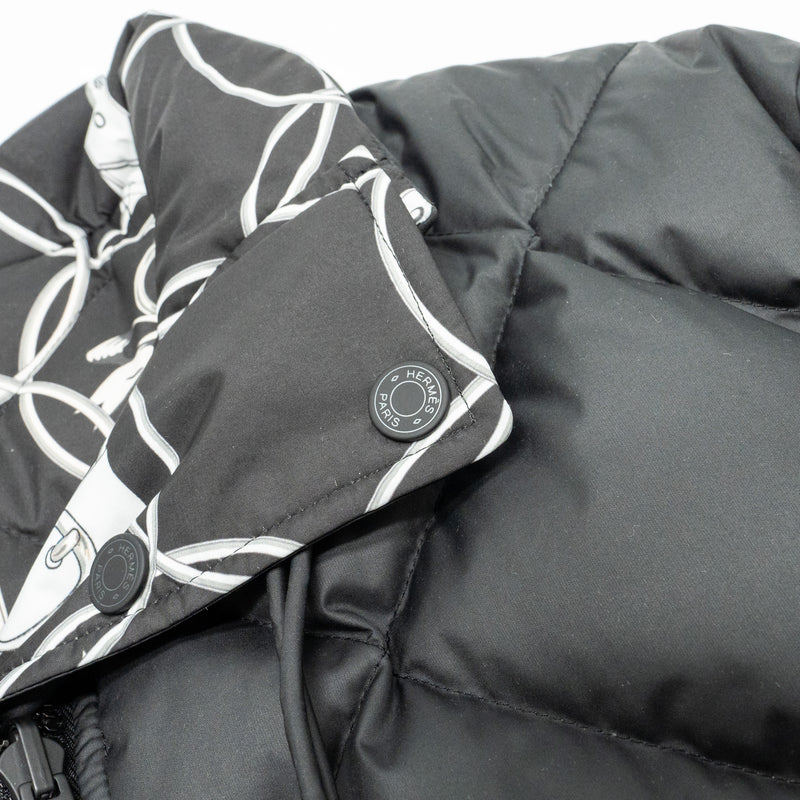 Hermes Size 40 Doudoune Courte Jacket Toile Plume Black SHW