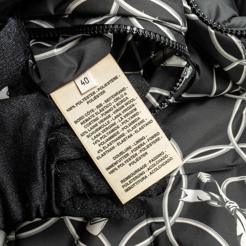 Hermes Size 40 Doudoune Courte Jacket Toile Plume Black SHW