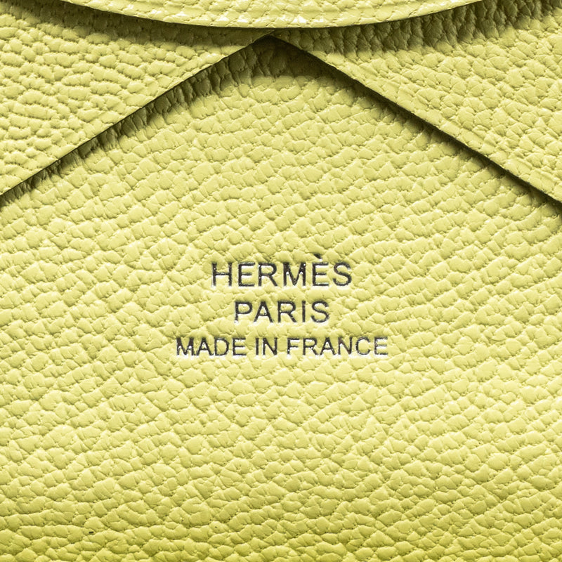 Hermes Calvi duo card holder chevre mysore jaune Bourge SHW stamp Z