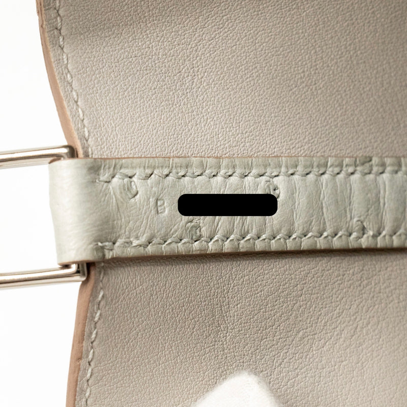 Hermes Micro Picotin 14 lock bag ostrich Gris Perle SHW stamp B
