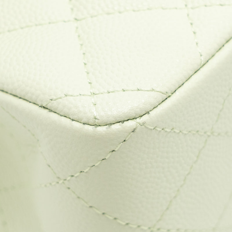 Chanel Small Classic Double Flap Bag Caviar Light Green LGHW (Microchip)