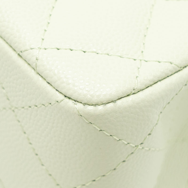 Chanel Small Classic Double Flap Bag Caviar Light Green LGHW (Microchip)