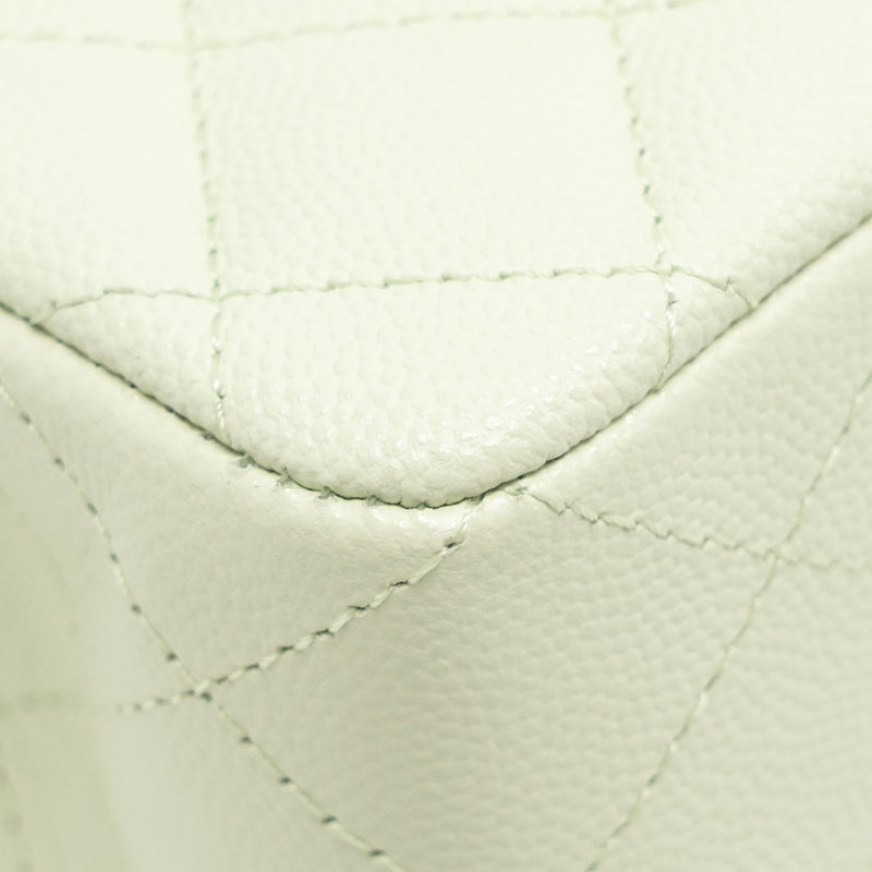 Chanel Small Classic Double Flap Bag Caviar Light Green LGHW (Microchip)