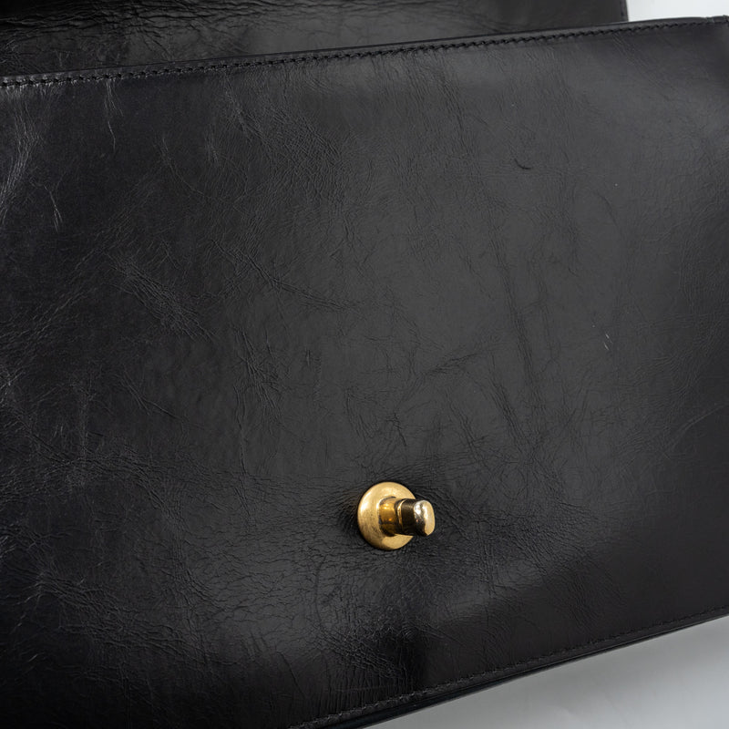 Chanel Flap Bag with chains handle calfskin black GHW