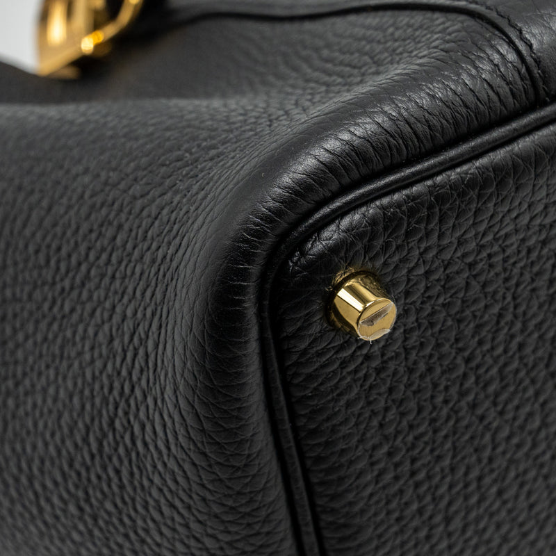 Hermes Picotin 18 Lock Bag Clemence Black GHW STAMP U