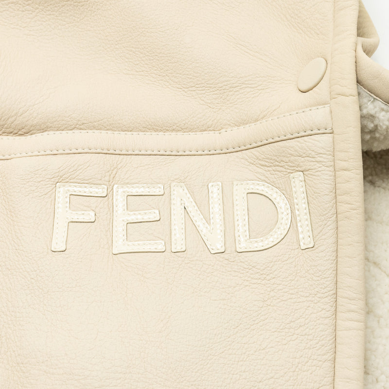 FENDI Size TU Rainbow Tortora Coat Dyed Lamb Fur Beige/Multicolour