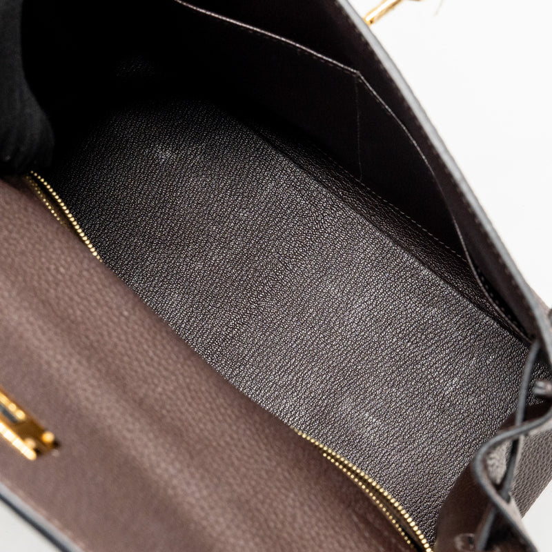 Hermes Kelly 28 Togo Chocolate GHW Stamp Y
