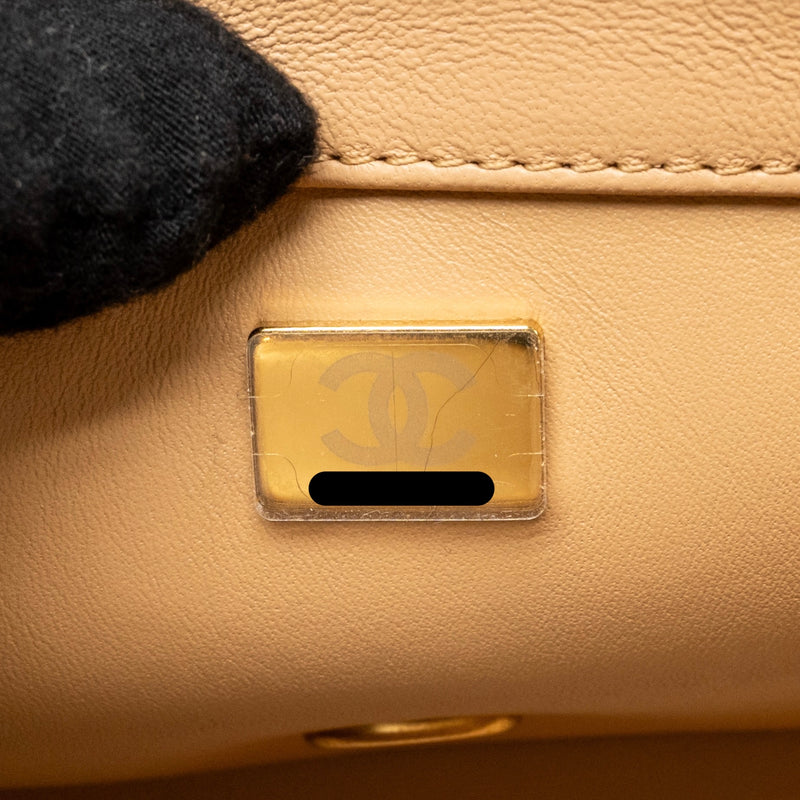 Chanel Pearl Crush mini rectangular flap bag lambskin beige GHW (microchip)