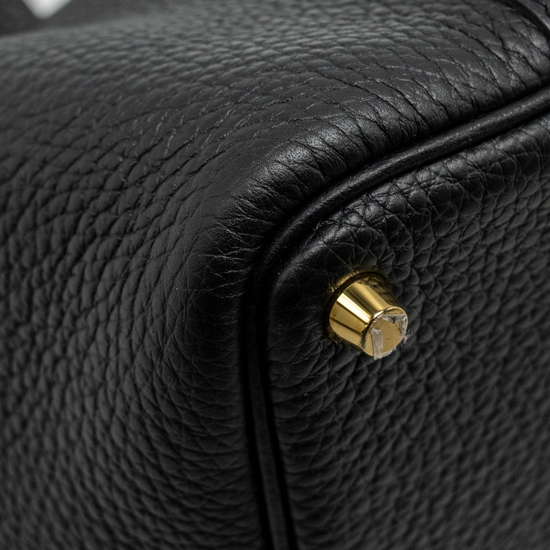 Hermes Picotin 18 Lock Bag Clemence Black GHW STAMP U
