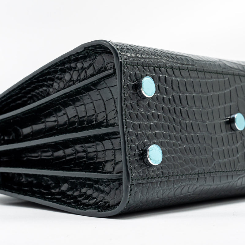 Saint Laurent/YSL Sac de Jour Nano Croc-embossed Calfskin Dark Green SHW