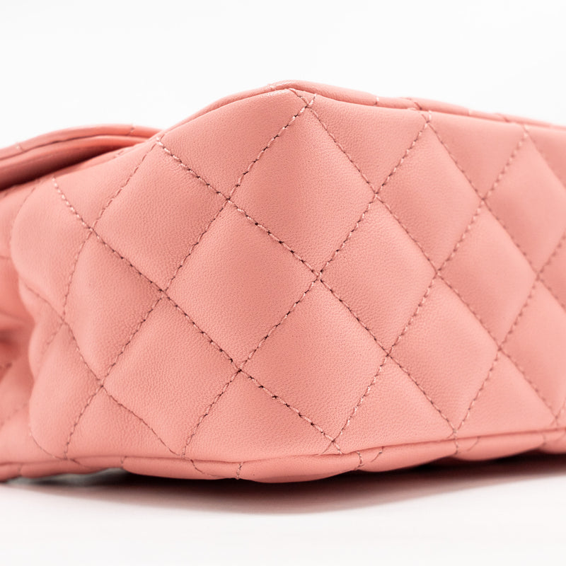 Chanel 23k detail top handle flap bag Lambskin pink GHW (microchip)