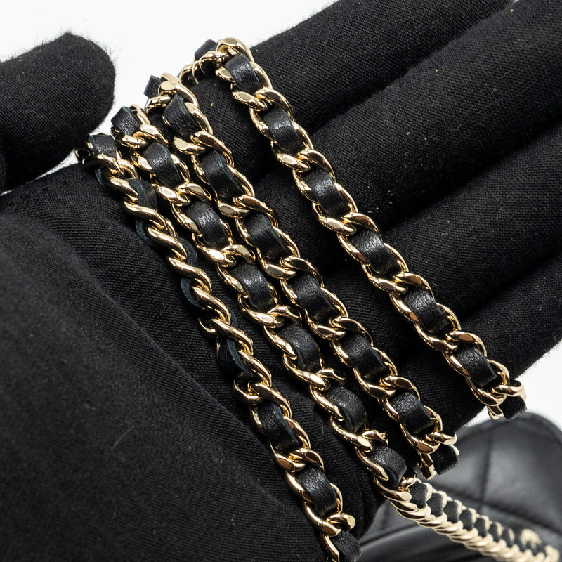 Chanel Top Handle Long Vanity Case Lambskin Black LGHW (Microchip)