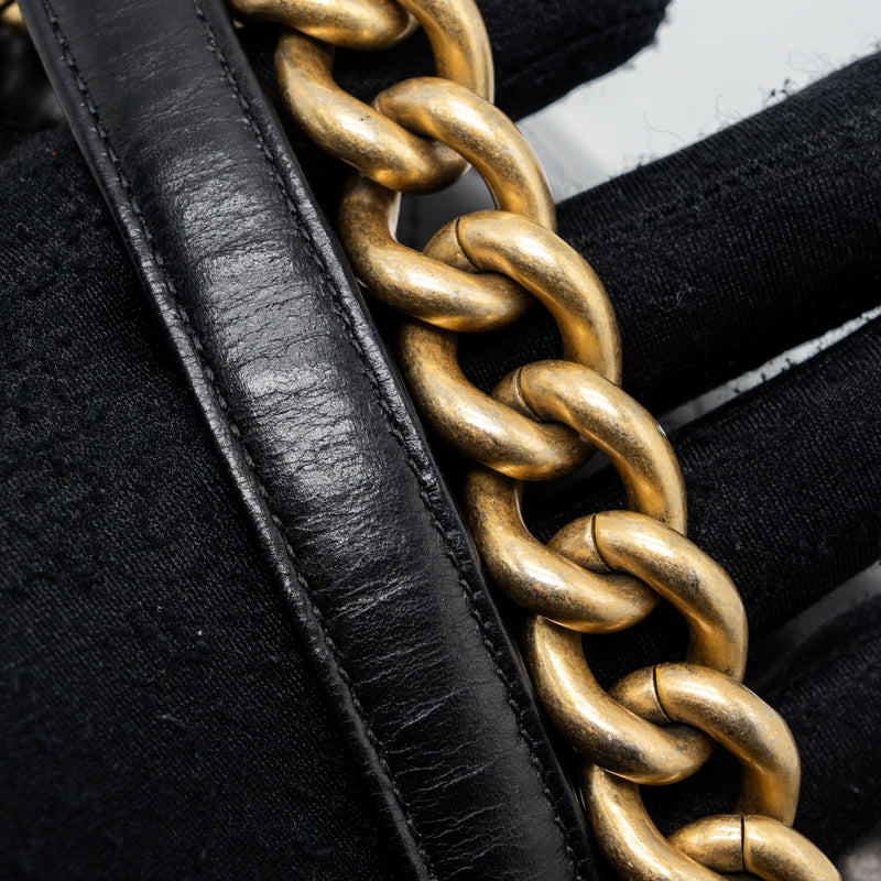 Chanel Flap Bag with chains handle calfskin black GHW