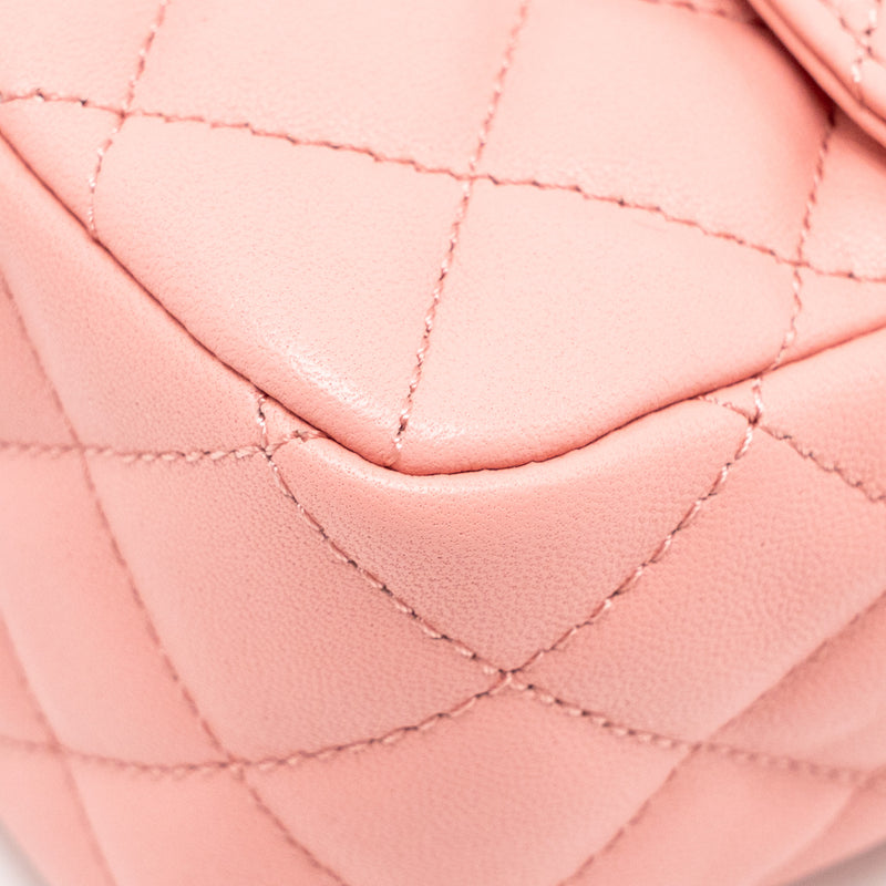 Chanel 23k detail top handle flap bag Lambskin pink GHW (microchip)