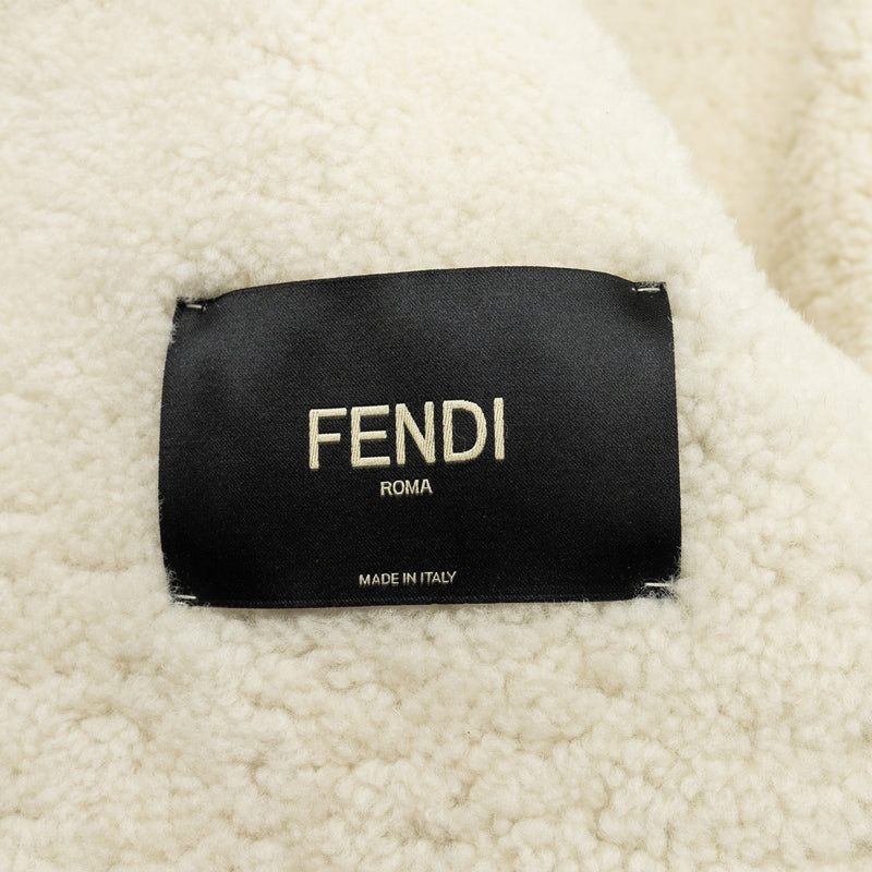 FENDI Size TU Rainbow Tortora Coat Dyed Lamb Fur Beige/Multicolour