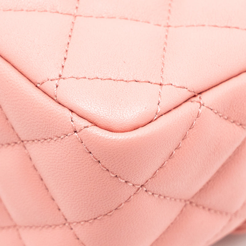 Chanel 23k detail top handle flap bag Lambskin pink GHW (microchip)
