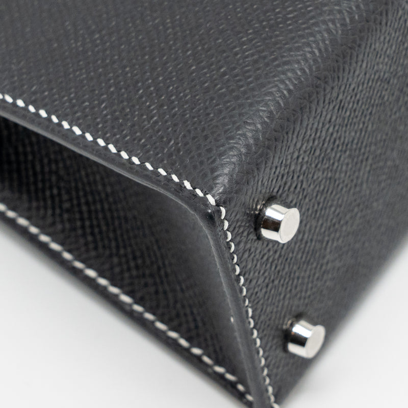 Hermes Mini Kelly II Special Order Epsom Black/Lime SHW Stamp K