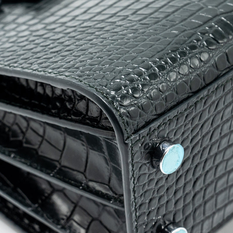 Saint Laurent/YSL Sac de Jour Nano Croc-embossed Calfskin Dark Green SHW