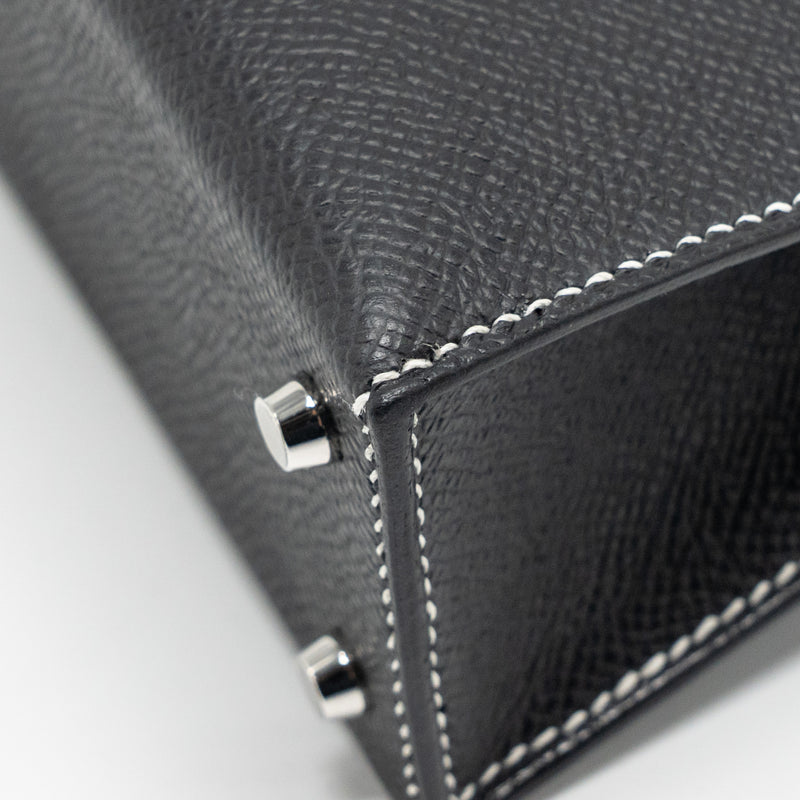 Hermes Mini Kelly II Special Order Epsom Black/Lime SHW Stamp K