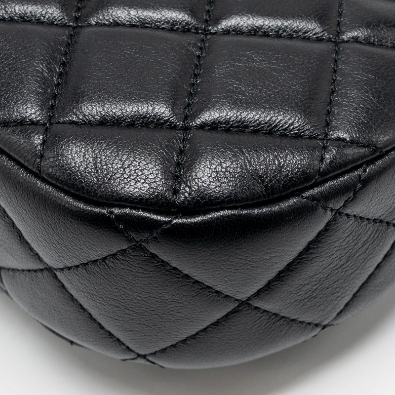Chanel 24c Top Handle Flap Bag Quilted Lambskin Black GHW (microchip)
