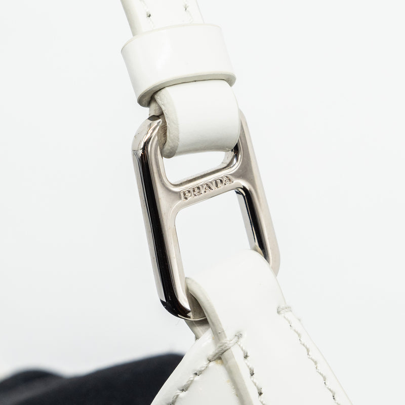 Prada Cleo Shoulder Bag Brushed Leather White SHW