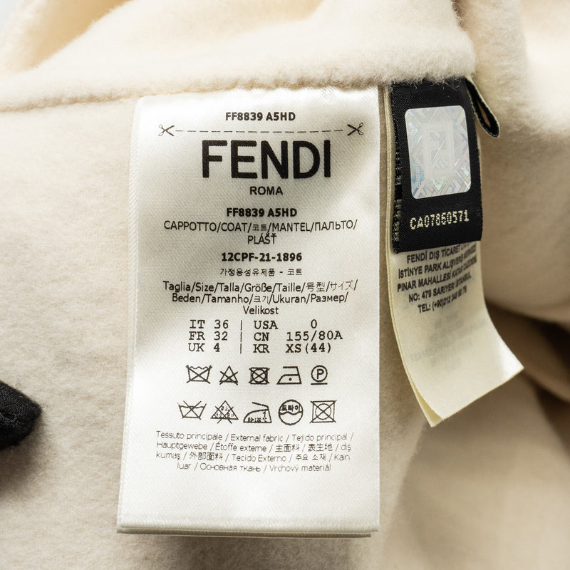 FENDI Size 36 Double Breasted Coat Wool White