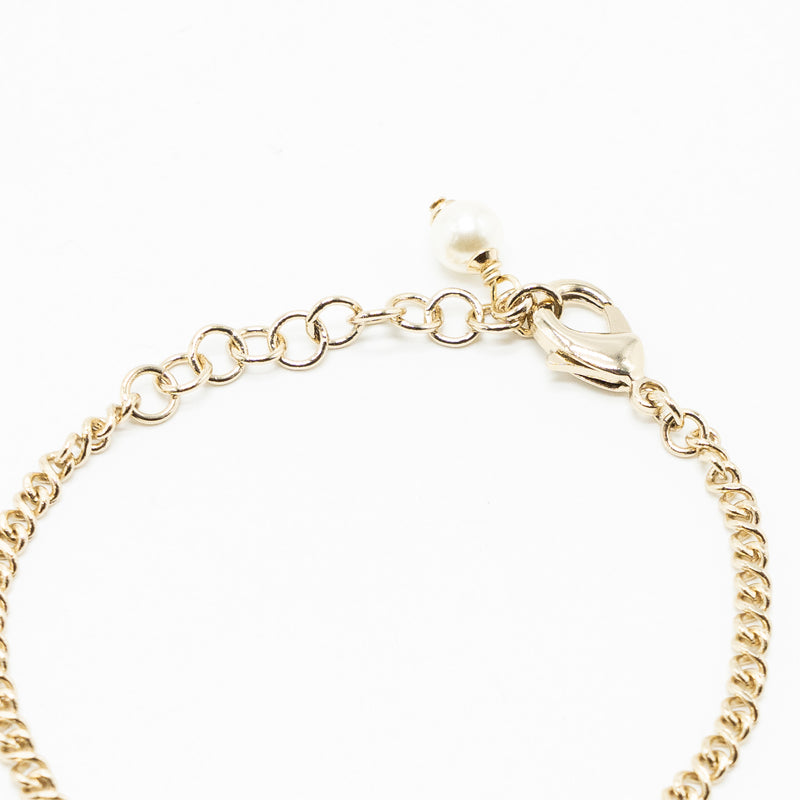 Chanel Round CC logo Dropped Bracelet with pearl/crystal Light gold tone
