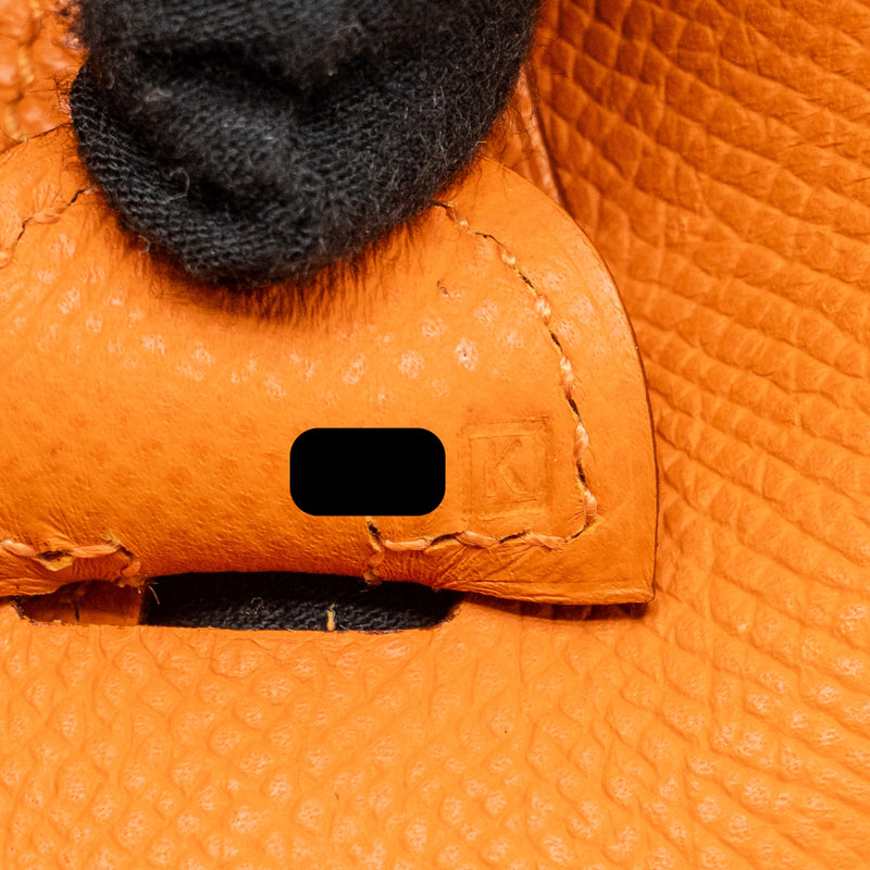 Hermes Evelyne 29 Epsom Orange SHW Stamp Square K