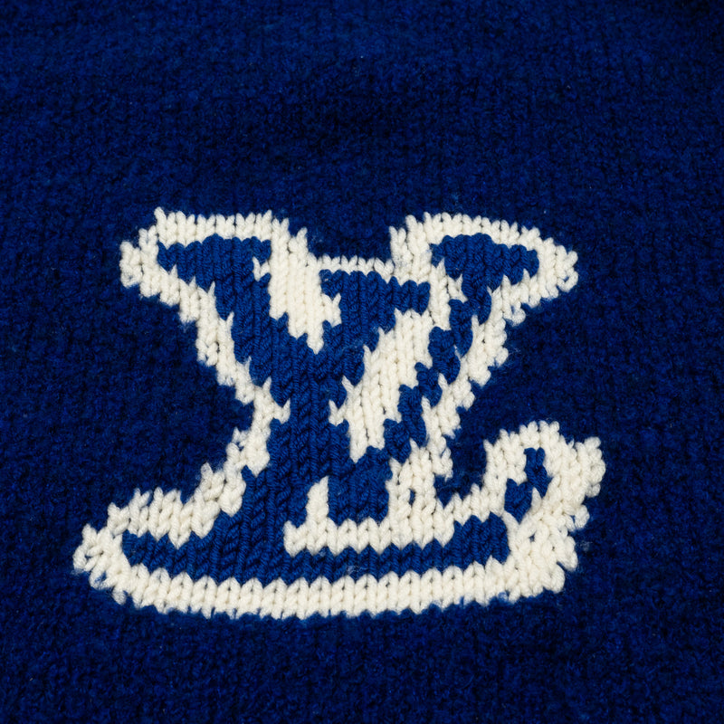 LOUIS VUITTON Size M Intarsia Pullover Sweater Wool Blue/White