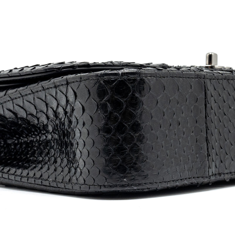 Chanel Medium Classic Double Flap bag python black SHW