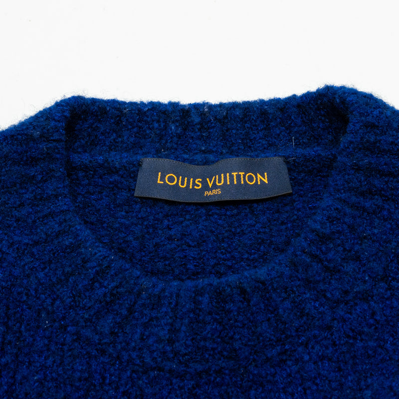 LOUIS VUITTON Size M Intarsia Pullover Sweater Wool Blue/White