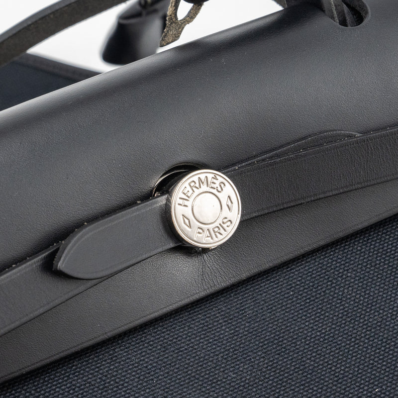 Hermes herbag 31 zip bag canvas/ hunter black SHW stamp C