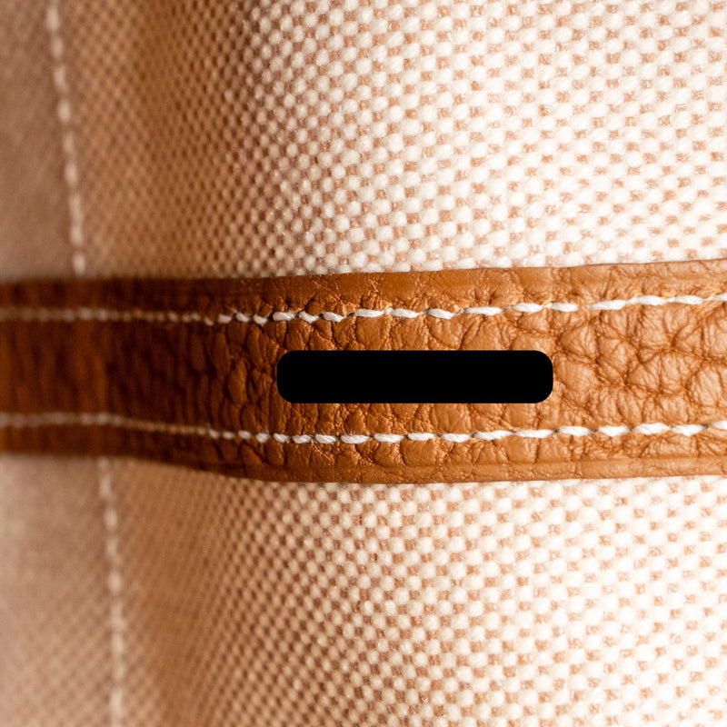 Hermes Neo Garden Party 23 Canvas/Negonda Ecru-Beige/Gold SHW Stamp K