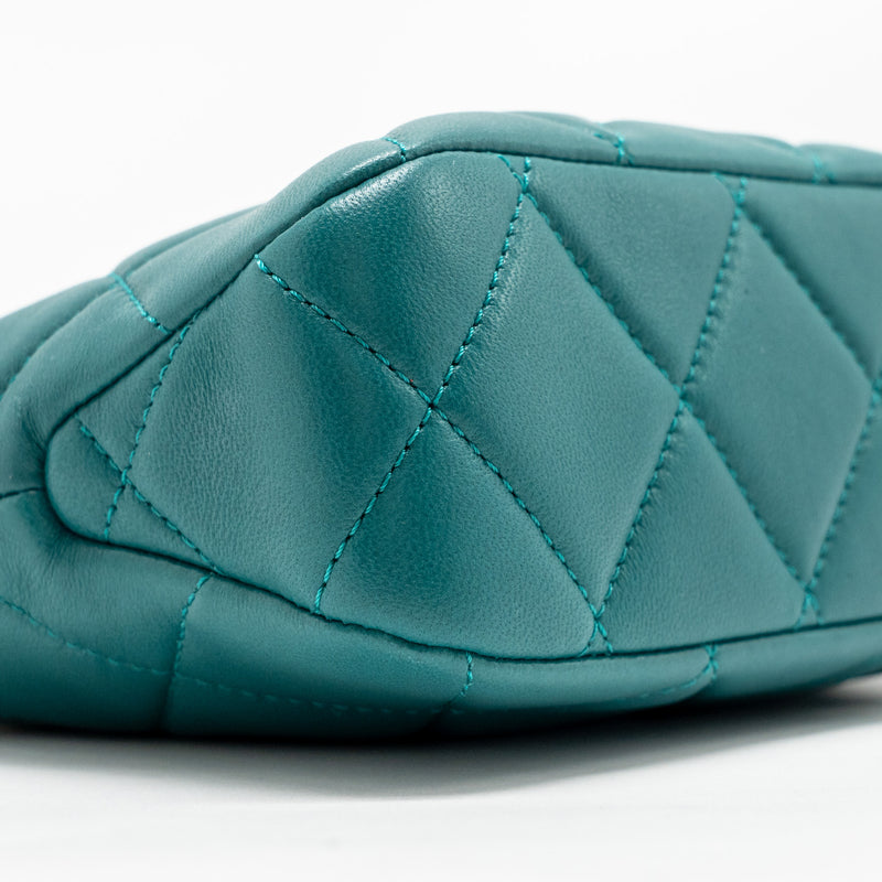 Chanel 23A Small CC Hobo Bag with Detailed Chain Lambskin Dark Green GHW (Microchip)