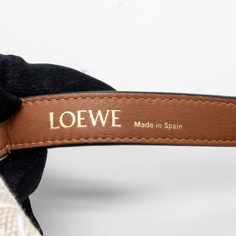 Loewe small Cubi bag anagram jacquard / calfskin beige / brown GHW