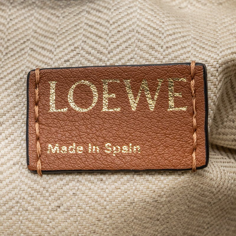 Loewe small Cubi bag anagram jacquard / calfskin beige / brown GHW