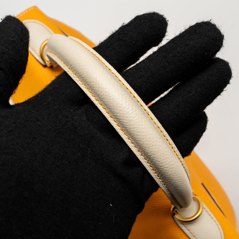 Hermes Kelly 28 Special Order Epsom Jaune D’Or/Craie Brushed GHW Stamp D