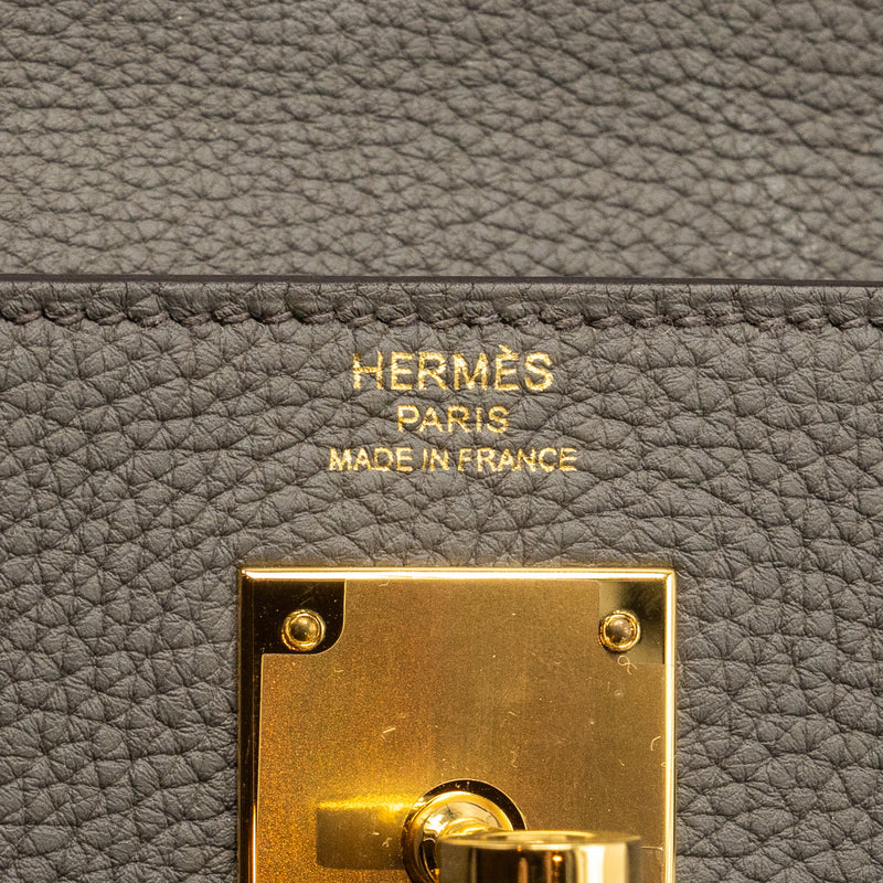 Hermes Kelly 28 Togo Gris Etain GHW stamp U