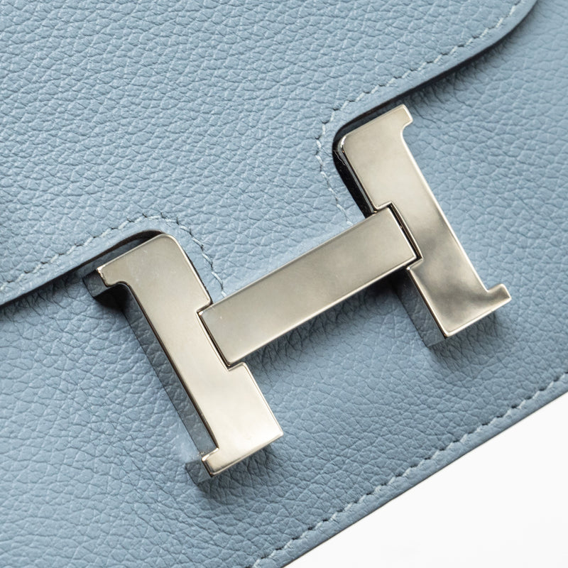 Hermes Constance Slim Evercolor J7 Blue Lin SHW Stamp Z