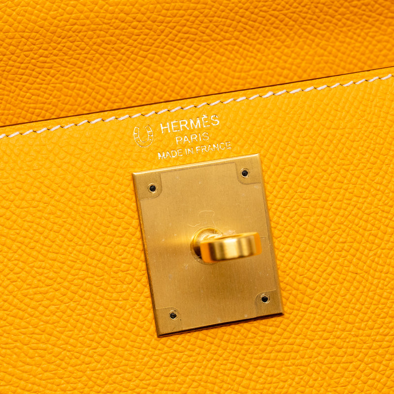 Hermes Kelly 28 Special Order Epsom Jaune D’Or/Craie Brushed GHW Stamp D